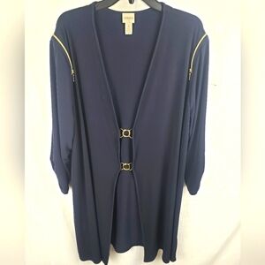 Chico's Navy Flowing Cardigan with Gold Accents Sz Chico 4 (4X)